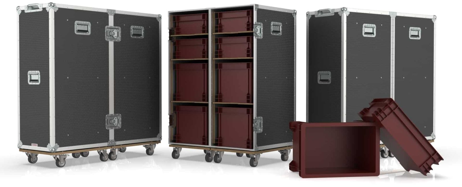 Clamshell Pullout Storage Crate Road Case