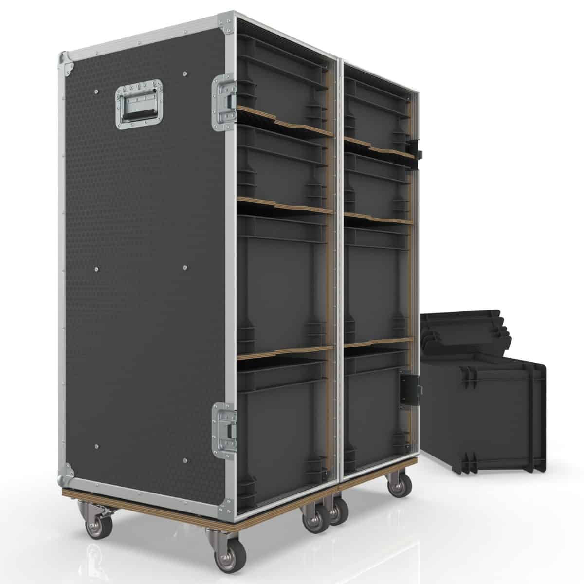 Clamshell Pullout Storage Crate Road Case