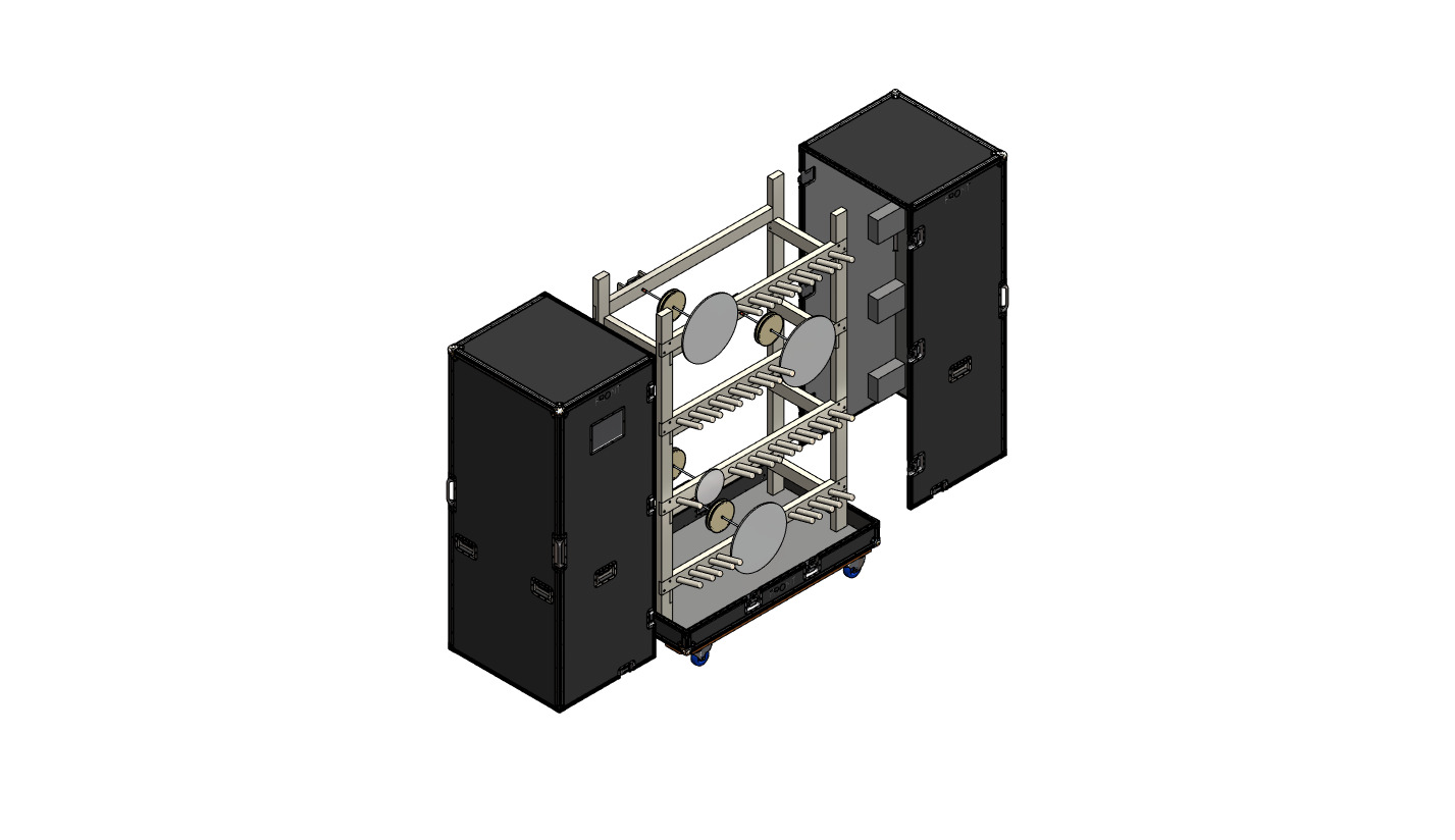 wooden loom frames split-lid road case